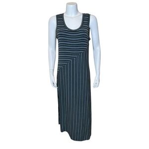 Cabi Dia Striped Tank Midi Dress M Sleeveless Gray Blue #5796